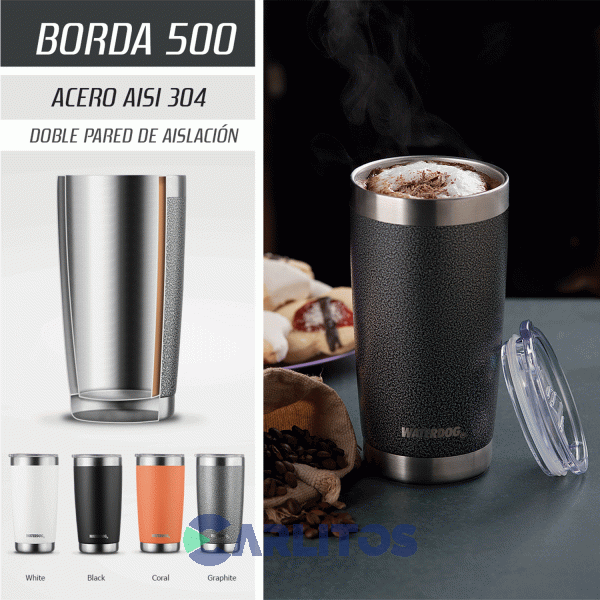 Vaso Con Destapador Waterdog Borda500gf Grafito