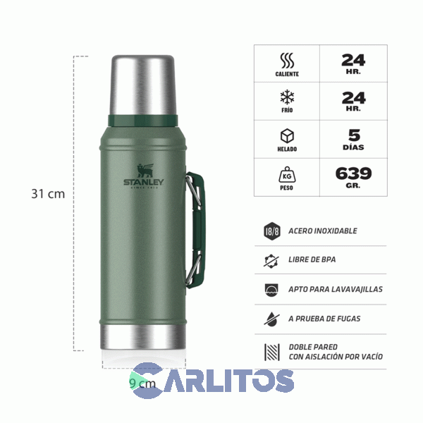 Termo De Mate Stanley Legendario Clásico 0.950 Litros Verde