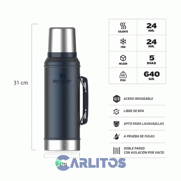 Termo De Mate Stanley Legendario Clásico 0.950 Litros Azul Noche