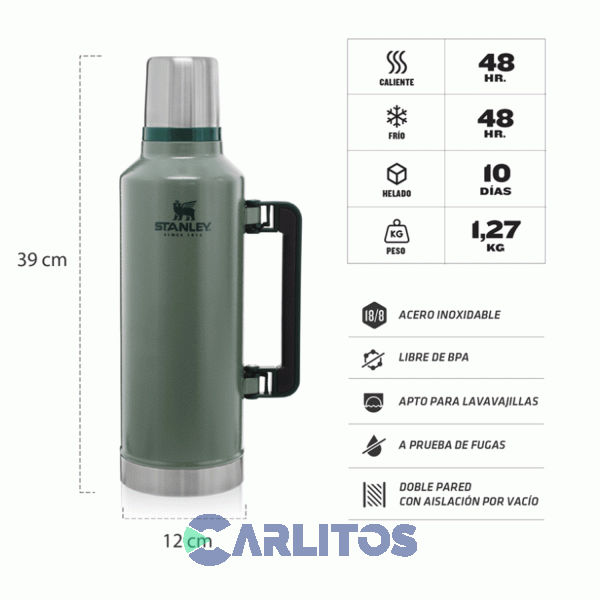 Termo De Mate Stanley Legendario Clásico 2.3 Litros Verde