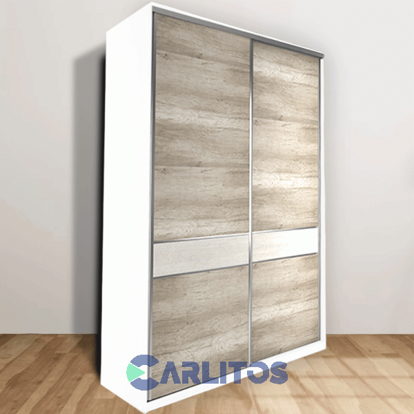 Placard 1.50 Mts Puertas Corredizas Línea Europa Valenziana Blanco y Barrique