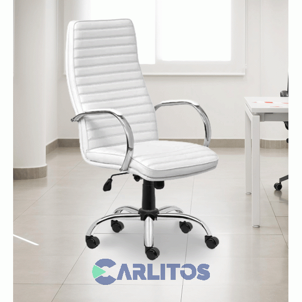 Sillón De Oficina Bastone Portantino 901 Base Cromada Tapizado Blanco