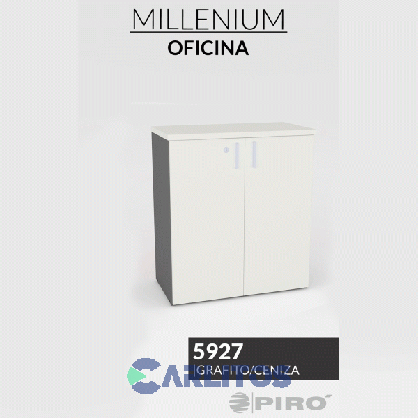 Biblioteca Profesional Baja 2 Puertas Piro Muebles Grafito/Ceniza