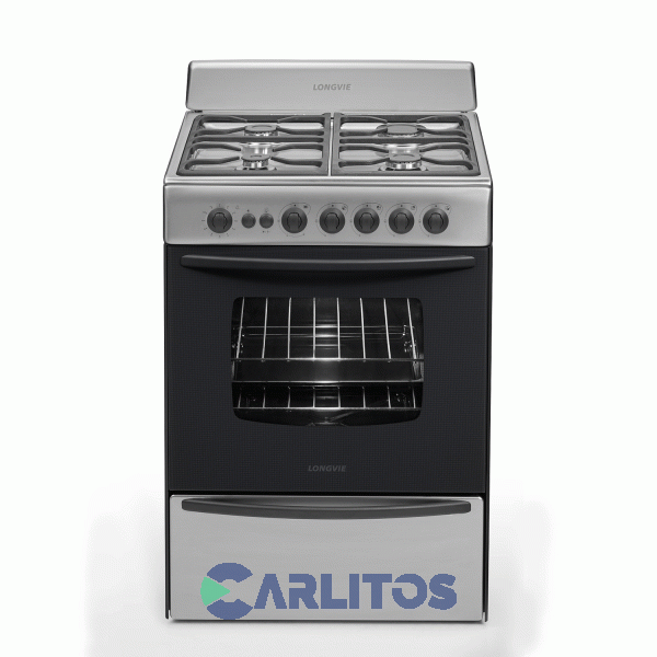 Cocina A Gas Longvie 60 CM Acero Inoxidable Multigas 13601xf