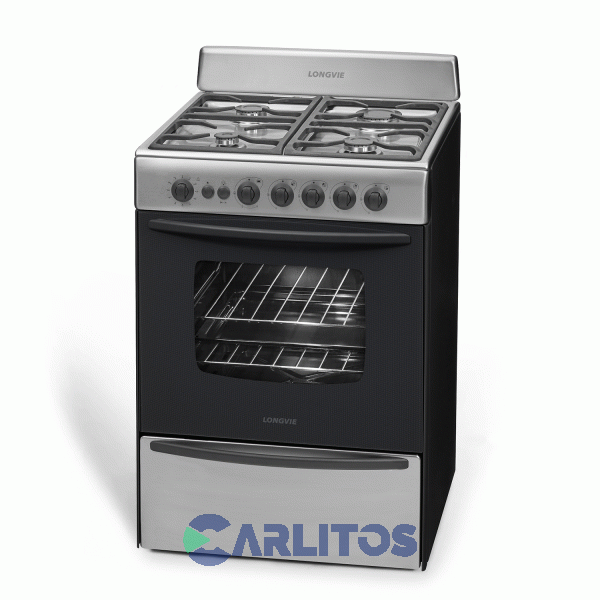 Cocina A Gas Longvie 60 CM Acero Inoxidable Multigas 13601xf