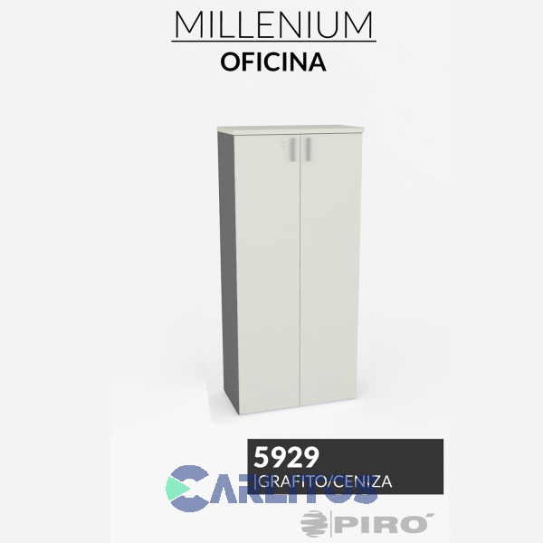 Biblioteca Profesional Media 2 Puertas Altas Piro Muebles Grafito/Ceniza