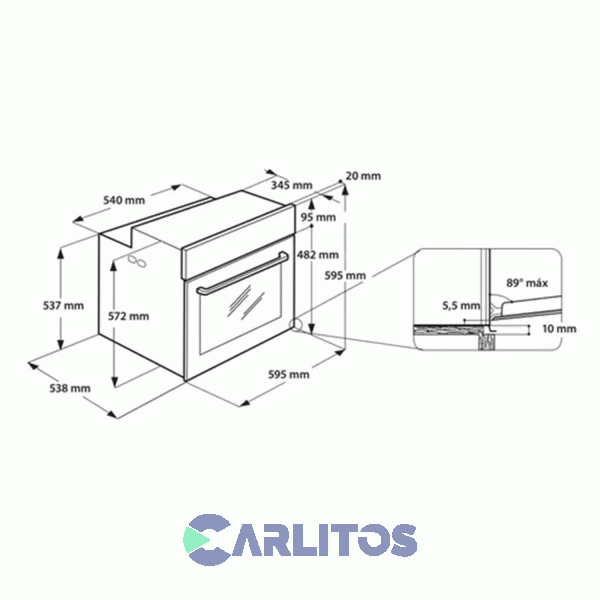 Horno Eléctrico Empotrable Ariston Acero Inoxidable 60 CM Fi7871 S P Ix A