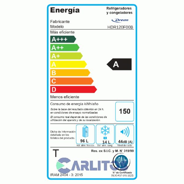 Heladera Bajo Mesada Drean 120 Litros Blanca Hdr120f00b