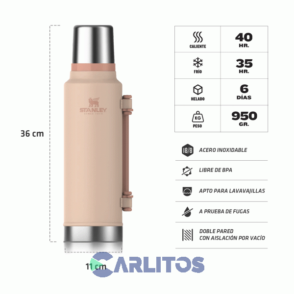 Termo De Mate Stanley Legendario Clásico XL 1.4 Litros Rosa