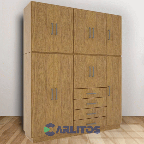 Placard 1.75 Mts Dos Cuerpos 10 Puertas 4 Cajones Roble