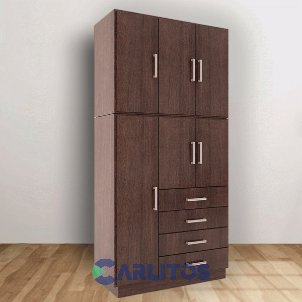Placard 1.06 Mts Dos Cuerpos 6 Puertas 4 Cajones Wengue