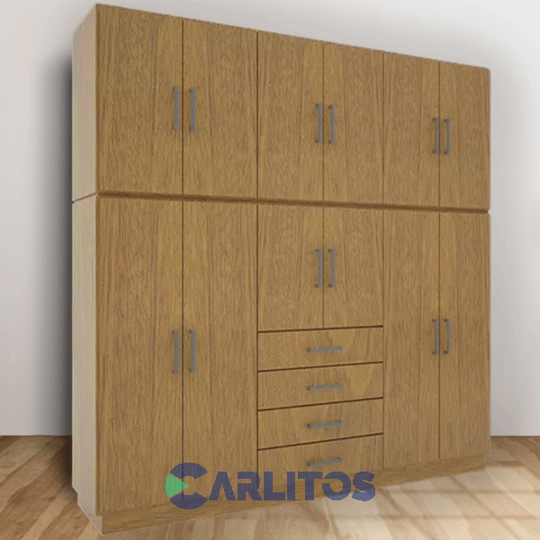 Placard 2.12 Mts Dos Cuerpos 12 Puertas 4 Cajones Roble