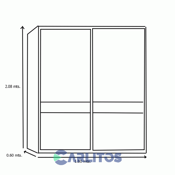 Placard 1.80 Mts Puertas Corredizas Línea Europa Barrique y Blanco