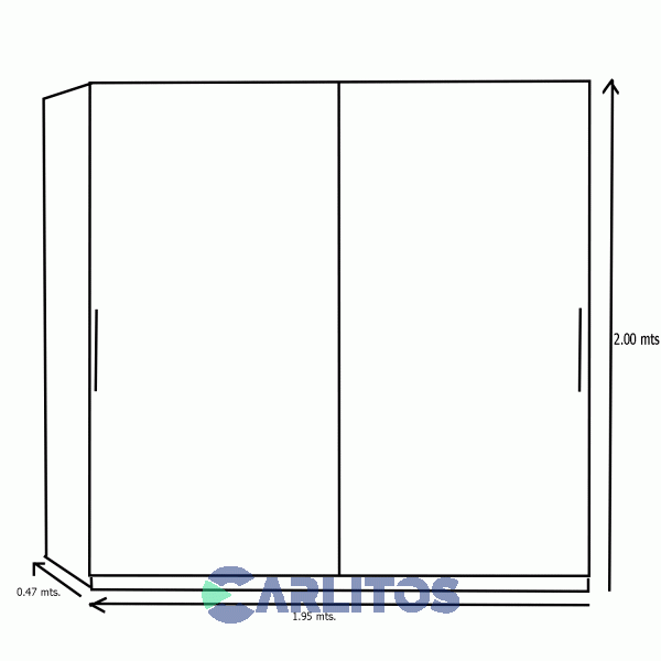 Placard 2.00 Mts Puertas Corredizas Fiplasto Olmo Finlandés