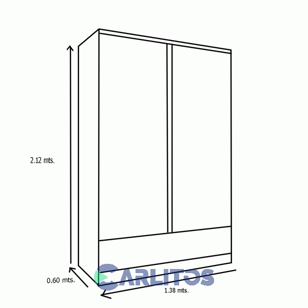 Placard 1.38 Mts Puertas Corredizas 2 Cajones Premium Wengue