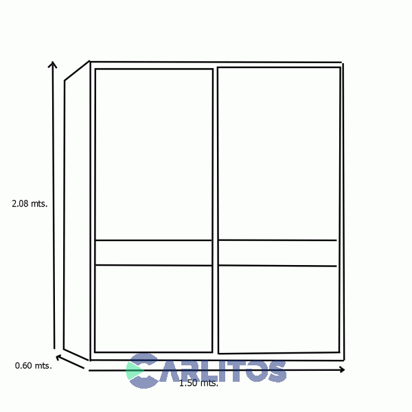 Placard 1.50 Mts Puertas Corredizas Línea Europa Valenziana Blanco y Barrique