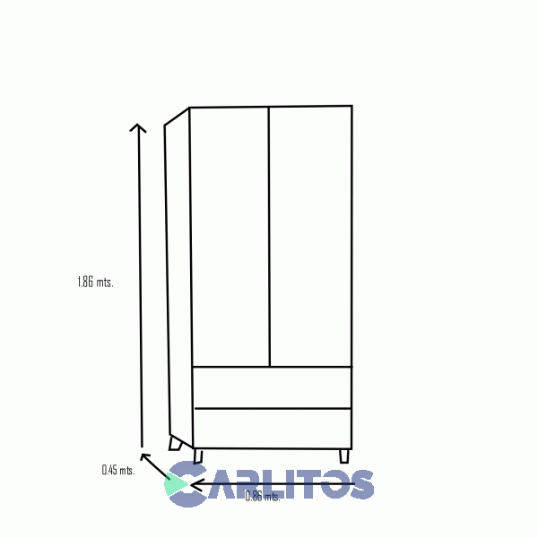 Placard 0.86 Mts 2 Puertas 2 Cajones Nevado y Everest