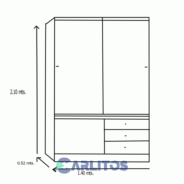 Placard 1.40 Mts Puertas Corredizas Nogal