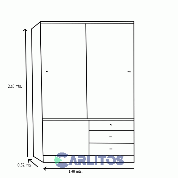 Placard 1.40 Mts Puertas Corredizas Wengue