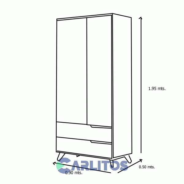 Placard 0.90 Mts Línea Neo 2 Puertas y 2 Cajones Blanco y Helsinnki