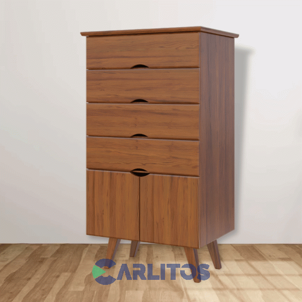 Chiffonier Escandinavo 2 Puerta 4 Cajones Inmacol Castaño