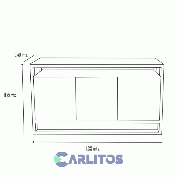 Mesa De Tv 56" 3 Puertas Tables Olmo Finlandés y Negro