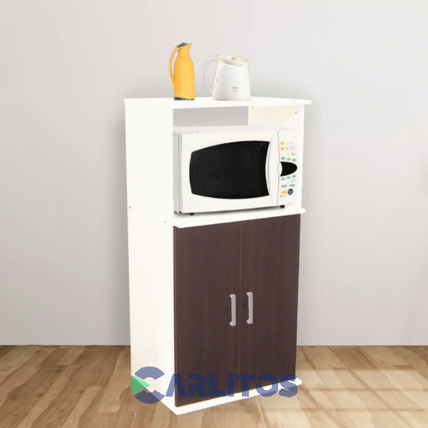 Organizador Para Microondas 2 Puertas Platinum Blanco y Tabaco