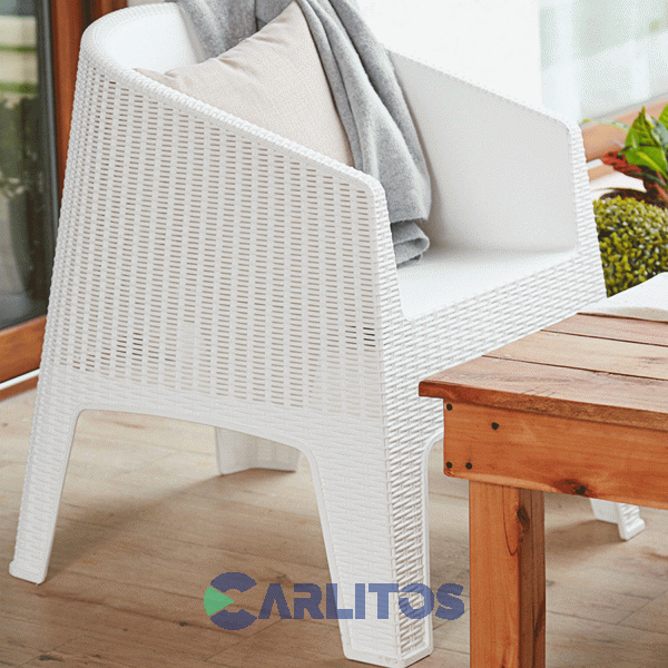 Sillon Pvc Garden Life Simil Rattan Ibiza Blanco