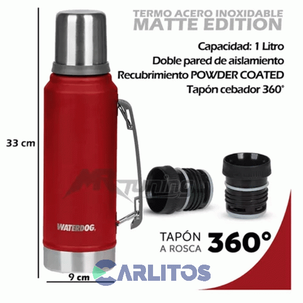 Termo De Mate Con Manija 1 Litro Waterdog Ombu1000fp Rosa Flamenco