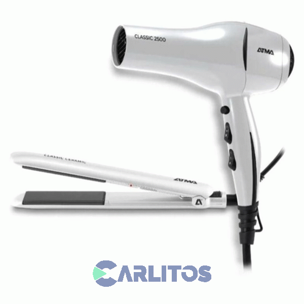 Secador De Pelo Atma 1800 Watts + Planchita De Pelo Beauty Set Ck4015p