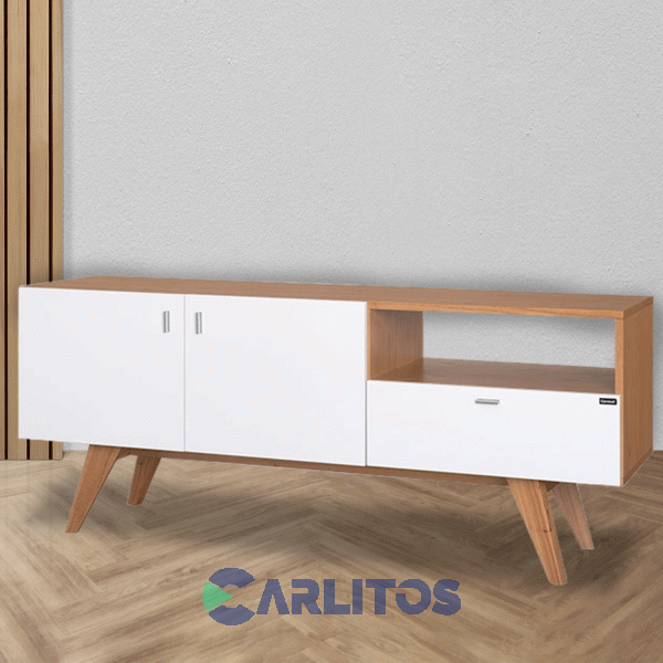 Rack Tv Vintage 1.60 Mts Genoud Paraíso Roble y Blanco