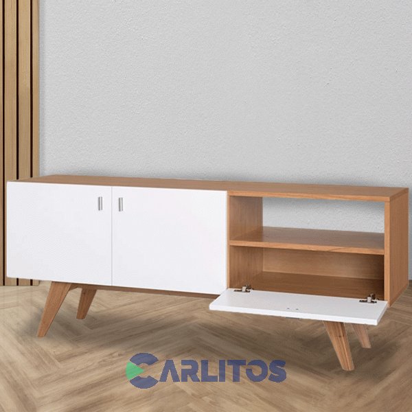 Rack Tv Vintage 1.60 Mts Genoud Paraíso Roble y Blanco