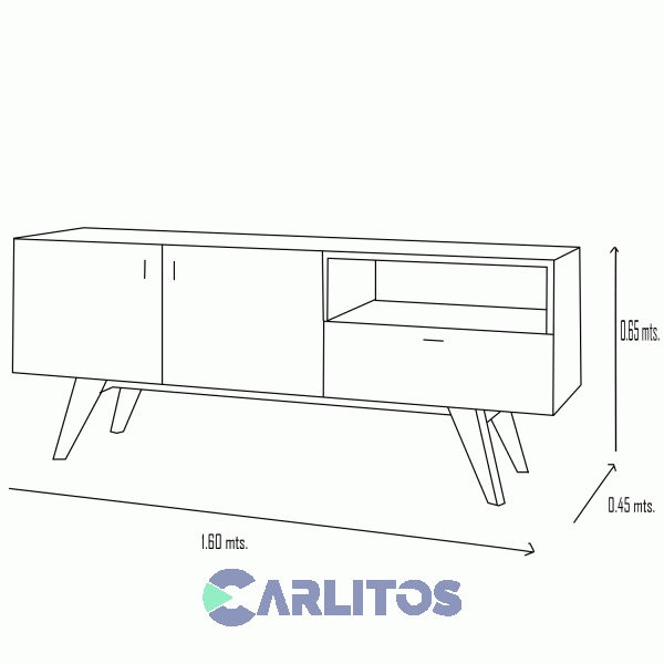 Rack Tv Vintage 1.60 Mts Genoud Paraíso Roble y Blanco