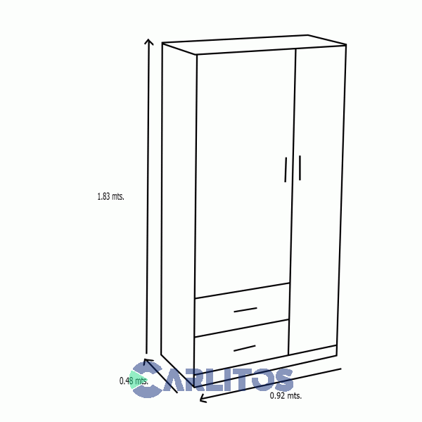 Placard 0.92 Mts 2 Puertas Blanco