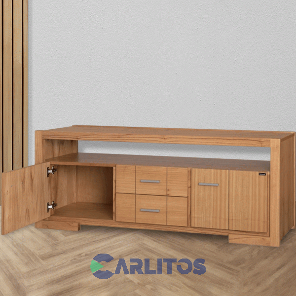 Rack Tv Contemporánea 1.55 Mts Genoud Paraíso Roble