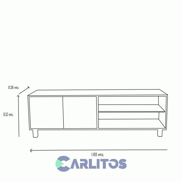 Mesa De Tv 75" Tables Olmo Finlandés y Gris