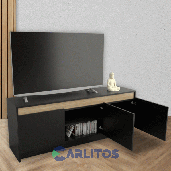 Mesa De Tv 56" Tables Negro y Olmo Finlandés