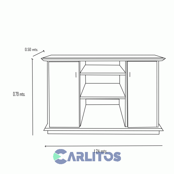 Mesa De Tv Hi-Fi Puertas Tablero Castagno