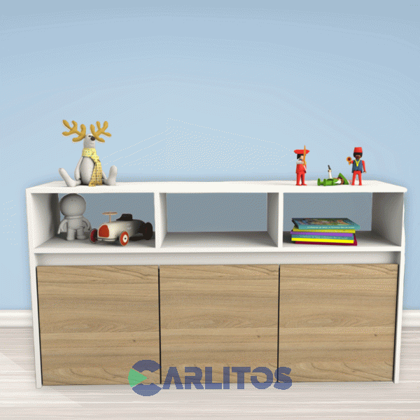 Juguetero Con Tres Cajones Tables Olmo Finlandés y Blanco