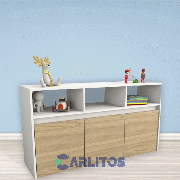 Juguetero Con Tres Cajones Tables Olmo Finlandés y Blanco