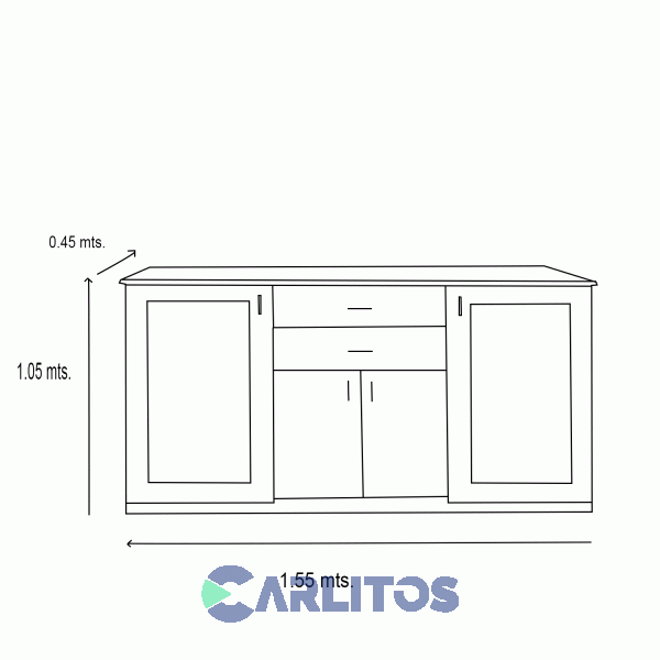 Bahiut 1.55 Mts Corpus 4 Puertas 2 Cajones Inmacol Miel