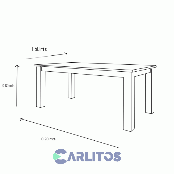 Mesa Rectangular Corpus 1.50 Mts Inmacol Miel