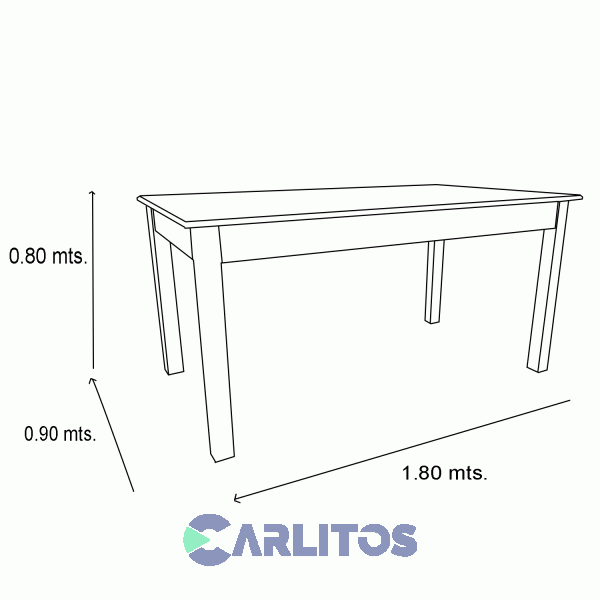 Mesa Rectangular Java 1.80 Mts Dadone Caramelo