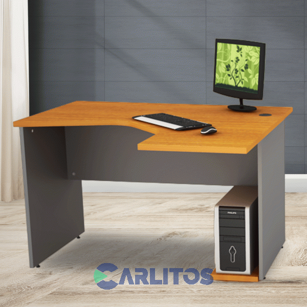 Escritorio Puesto De Trabajo Derecho 1.20Mts Piro Muebles Grafito/Ceniza