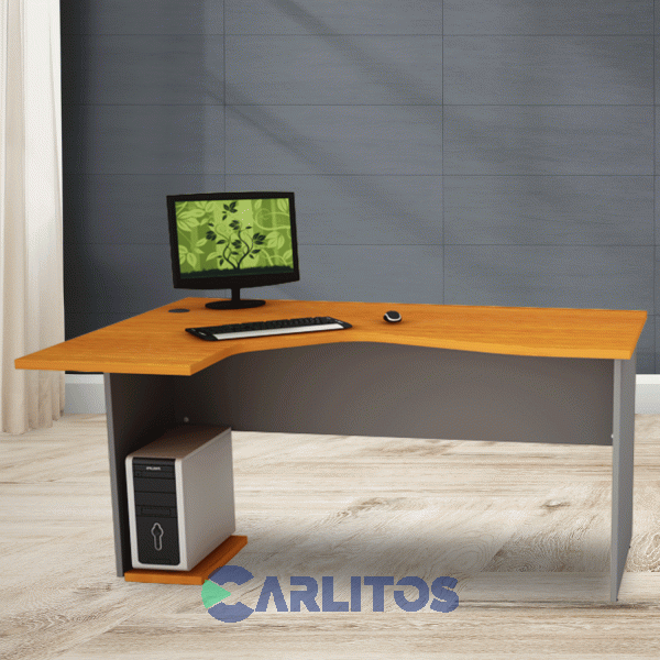 Escritorio Puesto De Trabajo Izquierdo 1.50 Mts Piro Muebles Grafito/Ceniza