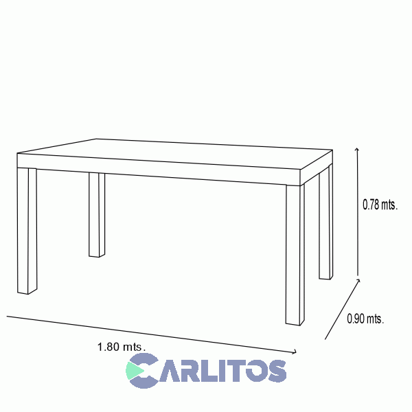 Mesa Rectangular Contemporánea 1.80 Mts Genoud Paraíso Castaño