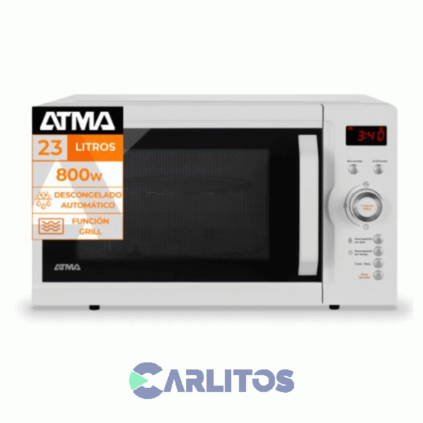 Microondas Con Grill Atma Digital 23 Litros Blanco Md1723gn