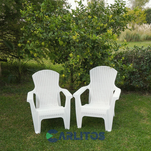 Sillon Simil Ratan Garden Life Blanco Roma