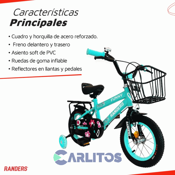 Bicicleta Randers Paseo Rod.12" Bke-121-a Verde