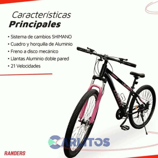 Bicicleta Randers Todo Terreno R 29" Bke-2129 Negro con Rosa